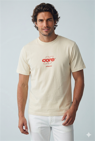 Jack & Jones JCOCLUB FRONT PRINT TEE SS CREW  NECK Logolu Erkek Pastel Sarı Tişört 12289868