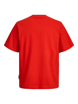 Jack & Jones JCOCLUB FRONT PRINT TEE SS CREW  NECK Logolu Erkek Kırmızı Tişört 12289868