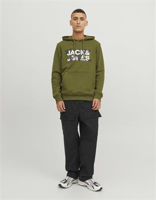 Jack & Jones JCodust Hood Kapüşonlu Yeşil Erkek Sweatshırt 12240214
