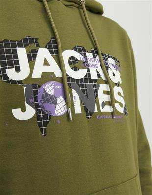 Jack & Jones JCodust Hood Kapüşonlu Yeşil Erkek Sweatshırt 12240214