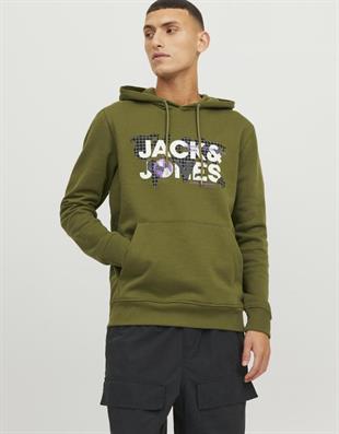 Jack & Jones JCodust Hood Kapüşonlu Yeşil Erkek Sweatshırt 12240214