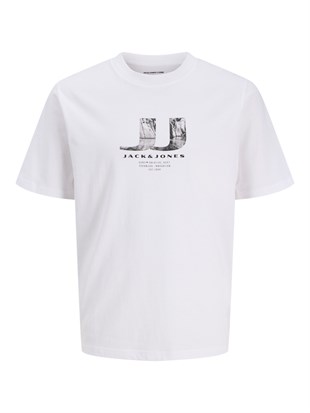 Jack & Jones JCODUST JJ PHOTO TEE SS CREW FST Logolu Erkek Beyaz Tişört 12297849
