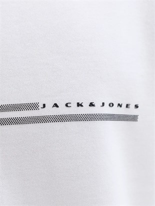 Jack & Jones JCOFUSION CHEST BRAND TEE SS CREW NOOS Logolu Erkek Beyaz Tişört 12289936