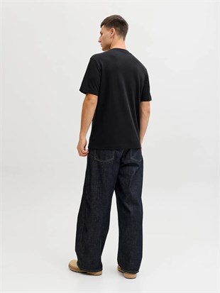 Jack & Jones JCOFUSION CHEST BRAND TEE SS CREW NOOS Logolu Erkek Siyah Tişört 12289936