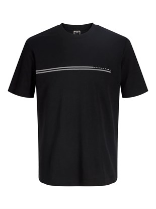 Jack & Jones JCOFUSION CHEST BRAND TEE SS CREW NOOS Logolu Erkek Siyah Tişört 12289936