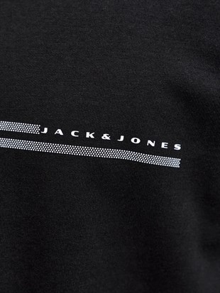 Jack & Jones JCOFUSION CHEST BRAND TEE SS CREW NOOS Logolu Erkek Siyah Tişört 12289936