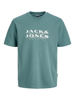 Jack & Jones JCOFUSION JJ Marka Baskılı Bisiklet Yaka Erkek Petrol Yeşili 12289880