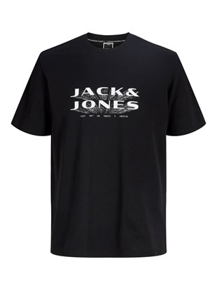 Jack & Jones JCOFUSION JJ Marka Baskılı Bisiklet Yaka Erkek Siyah Tişört 12289880