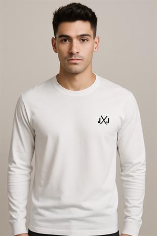 Jack & Jones JCORISE INFINITY Bisiklet Yaka Beyaz Erkek SweaTişört 12260396