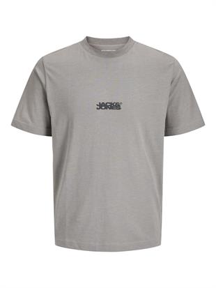 Jack & Jones JCOSAGO SLUB J&J Logolu Erkek Gri Tişört 12276524
