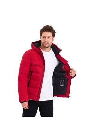 Jack & Jones Jcotarwin Puffer Soğuk Geçirmez Erkek Mont Kaban Kırmızı 12225287
