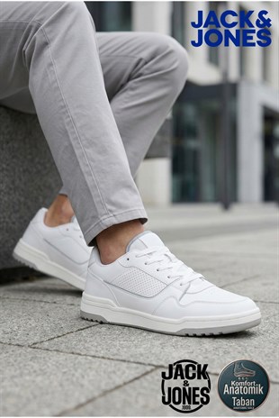 Jack & Jones JFWLONDON PU Erkek Beyaz Sneaker Spor Ayakkabı 12254003