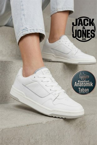 Jack & Jones JFWLONDON PU Erkek Beyaz Sneaker Spor Ayakkabı 12254003