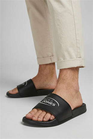 Jack & Jones JFWOSCAR Logo Slider Baskılı Terlik 12289358 Antrasit