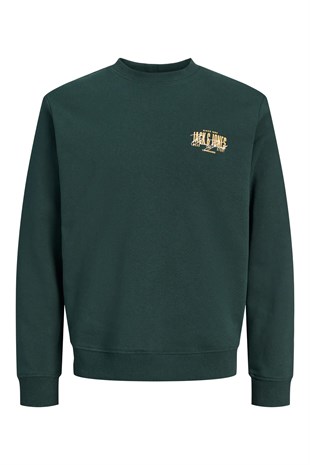 Jack & Jones JJAERO SWEAT CREW NECK Koyu Yeşil Erkek Sweat 12298492-Scarab