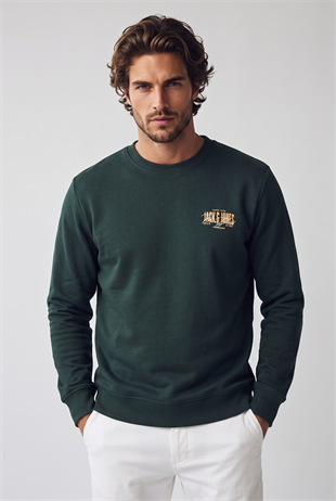 Jack & Jones JJAERO SWEAT CREW NECK Koyu Yeşil Erkek Sweat 12298492-Scarab