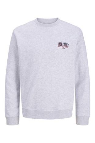 Jack & Jones JJAERO SWEAT CREW NECK White Melange Erkek Sweat 12298492