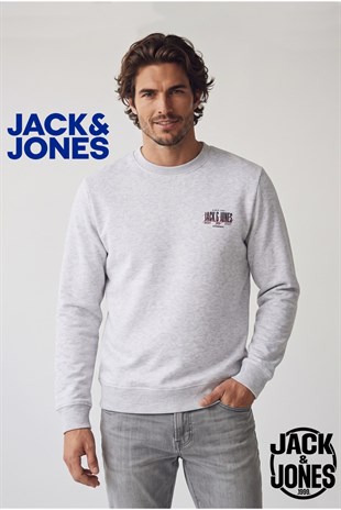 Jack & Jones JJAERO SWEAT CREW NECK White Melange Erkek Sweat 12298492