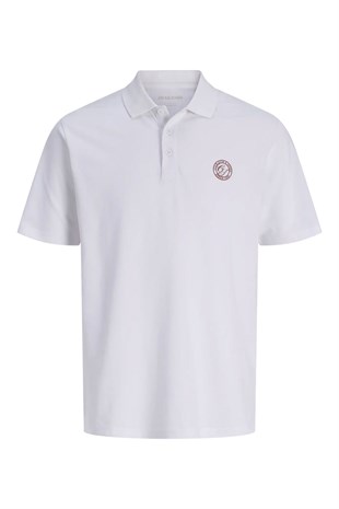Jack & Jones Jjalliance Polo Yakalı Logolu Beyaz Tshirt 12288108