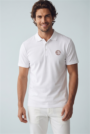 Jack & Jones Jjalliance Polo Yakalı Logolu Beyaz Tshirt 12288108