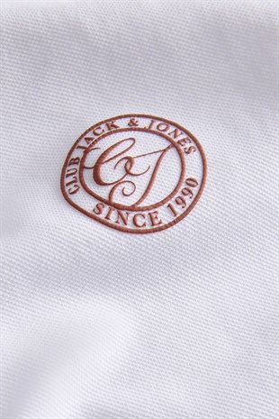 Jack & Jones Jjalliance Polo Yakalı Logolu Beyaz Tshirt 12288108