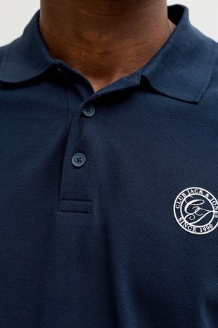 Jack & Jones Jjalliance Polo Yakalı Logolu Lacivert Tshirt 12288108