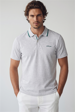 Jack & Jones Jjblaze Polo Yakalı Gri Tshirt 12288376
