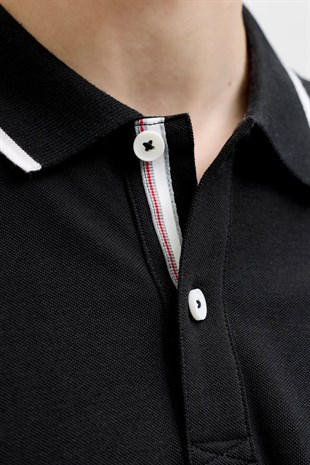 Jack & Jones Jjblaze Polo Yakalı Siyah Tshirt 12288376