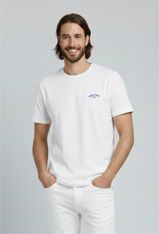 Jack & Jones JJCOLLEGE Logolu Erkek Beyaz Tişört 12288105