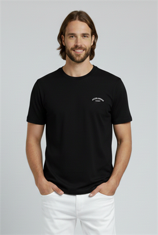 Jack & Jones JJCOLLEGE Logolu Erkek Siyah Tişört 12288105