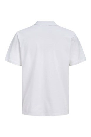 Jack & Jones JJCOLLEGE Polo Yakalı Logolu Beyaz Tshirt 12288360