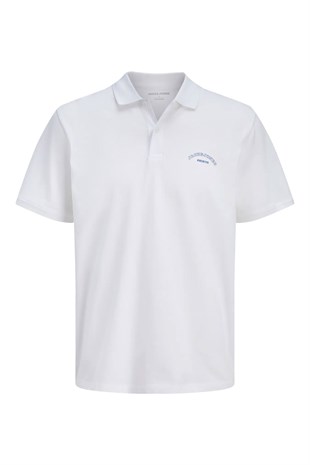 Jack & Jones JJCOLLEGE Polo Yakalı Logolu Beyaz Tshirt 12288360