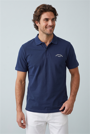 Jack & Jones JJCOLLEGE Polo Yakalı Logolu Lacivert Tshirt 12288360