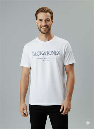 Jack & Jones JJDEVIN DAYTONA Logolu Erkek Beyaz Tişört 12290173