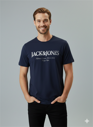 Jack & Jones JJDEVIN DAYTONA Logolu Erkek Lacivert Tişört 12290173