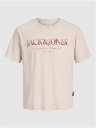 Jack & Jones JJDEVIN DAYTONA Logolu Erkek Krem Tişört 12290173