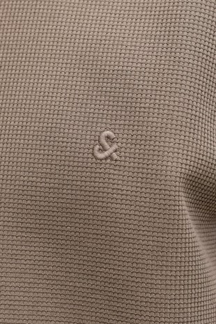 Jack & Jones Jjeaustin Fermuarlı Polo Yakalı Kahverengi Tshirt 12279177