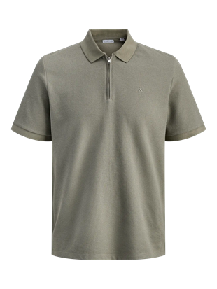 Jack & Jones Jjeaustin Fermuarlı Polo Yakalı Yeşil Tshirt 12279177