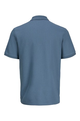 Jack & Jones Jjeaustin Fermuarlı Polo Yakalı Mavi Tshirt 12279177