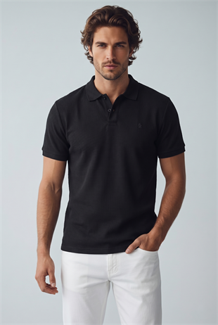 Jack & Jones Jjeaustin Polo Yakalı Siyah Tshirt 12268130