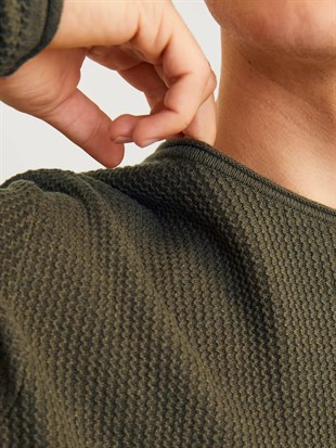 Jack & Jones JJECOOPER KNIT Haki Yeşil Erkek Sweat Kazak 12258407