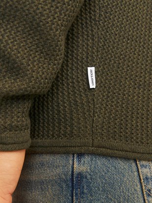 Jack & Jones JJECOOPER KNIT Haki Yeşil Erkek Sweat Kazak 12258407