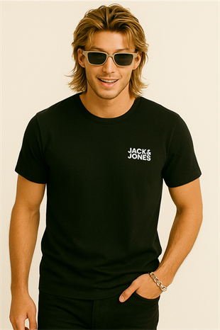 Jack & Jones JJECORP Küçük Logo Black Erkek Tişört 12151955