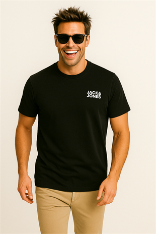 Jack & Jones JJECORP Küçük Logo Black Erkek Tişört 12151955
