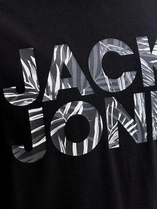 Jack & Jones JJEJEFF Logolu Erkek Siyah Tişört 12288536