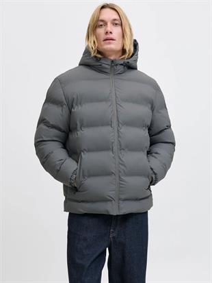Jack & Jones JJELEMENTS PU PUFFER SN Şişme Erkek Mont Gri 12279239