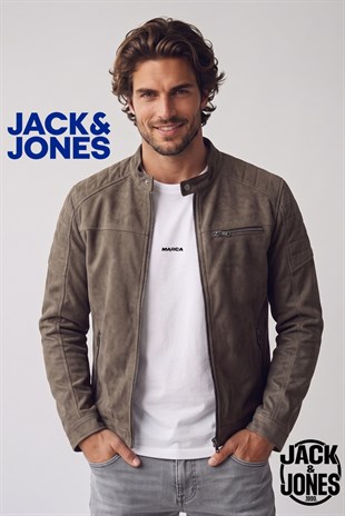 Jack & Jones JJEROCKY Erkek PU Deri Mont Falcon Bej Süet 12147218