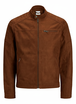Jack & Jones JJEROCKY Erkek PU Deri Mont Cognac Taba Kahve Süet 12147218