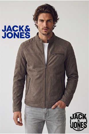 Jack & Jones JJEROCKY Erkek PU Deri Mont Falcon Bej Süet 12147218