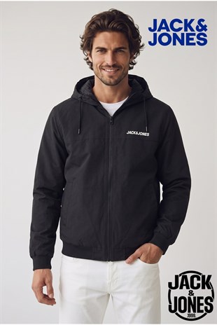 Jack & Jones JJERUSH HOOD BOMBER NOOS Erkek Mont Black 12200208